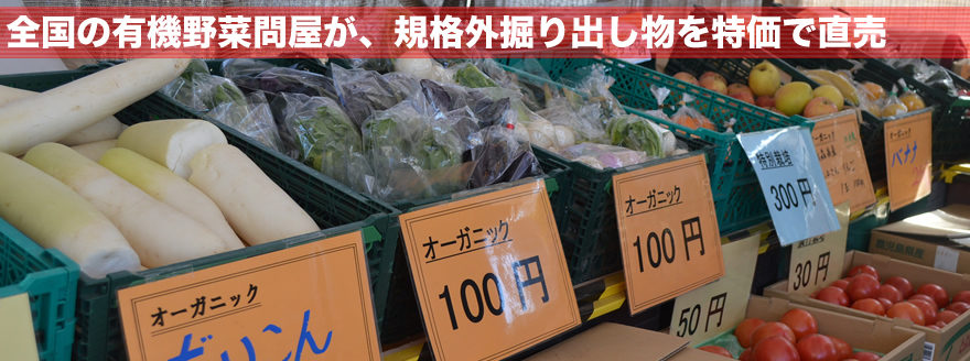 全国の有機野菜問屋が、規格外掘り出し物を特価で直売